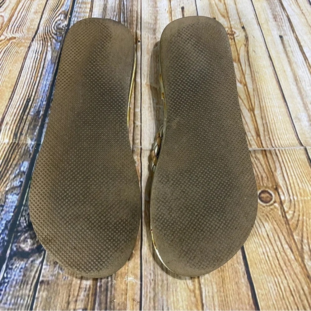 J Crew Tan Woven Slip On Flip Flops Size 9